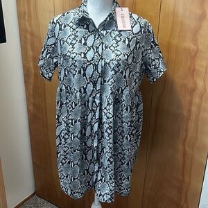 NWT Missguided Snakeskin Shirt Smock Dress Oversized 0